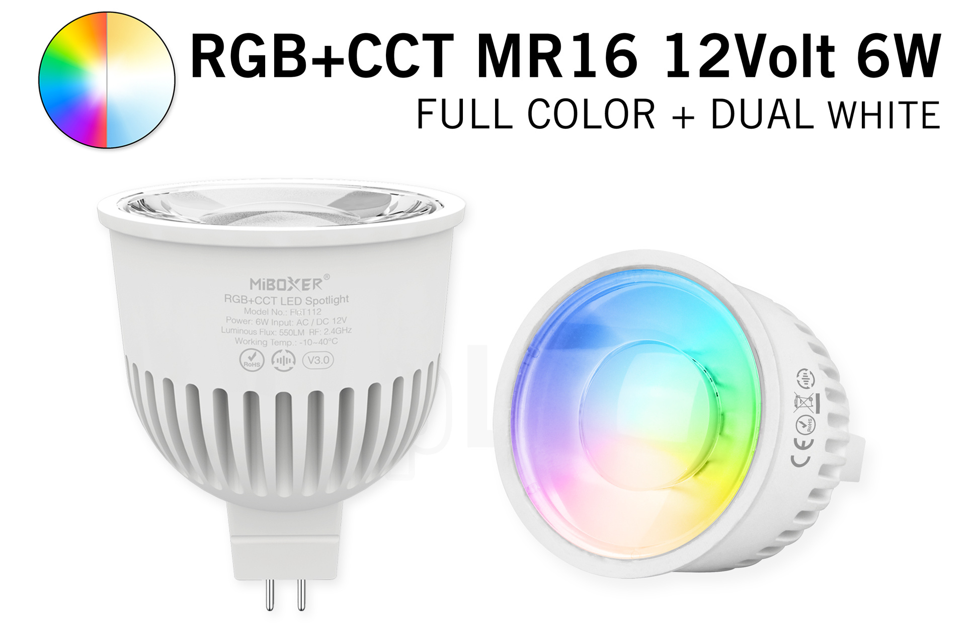 Mi·Light Mi-light 6W RGB & Dual White 12V MR16 GU5.3 LED Spot