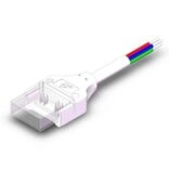 Applamp Waterdichte 4-pins Dual White / RGB COB LED strip connector soldeervrije voor 10-12mm ledstrips