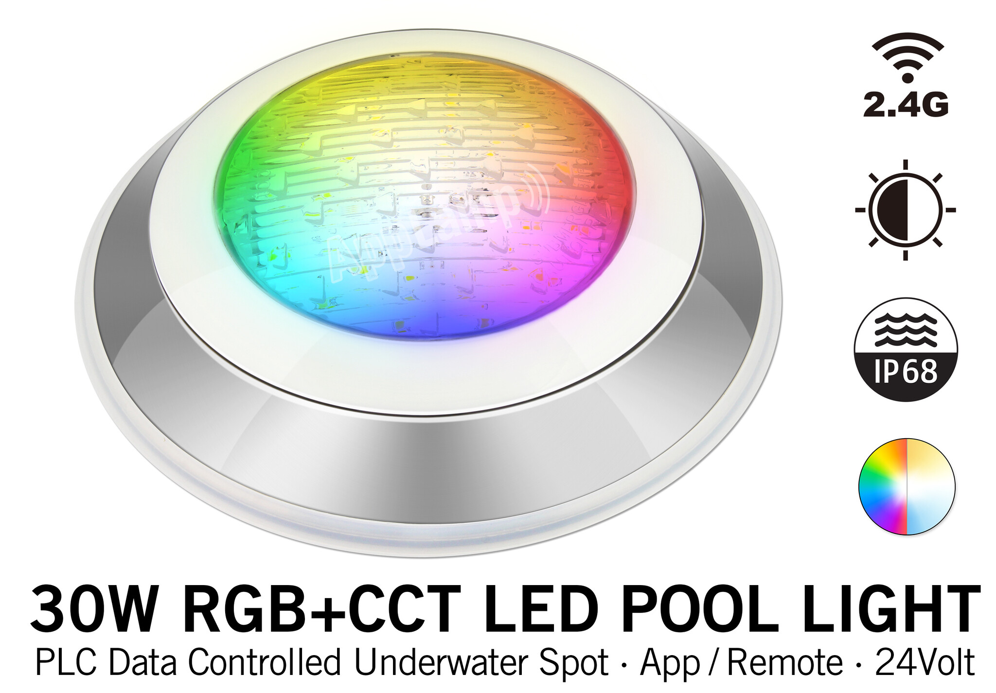 Miboxer IP68 Zwembad LED onderwaterlamp 30W Kleur+Dual Wit RGB+CCT 24V afbeelding