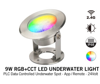 Miboxer IP68 LED Onderwaterlamp 9W Kleur+Dual Wit RGB+CCT 24V