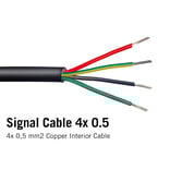 Ronde kabel 4x 0.5mm2  rood, groen, zwart, geel/groen