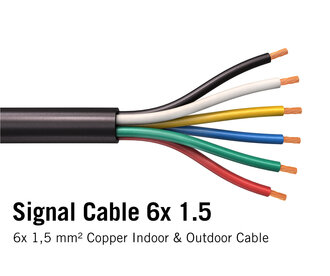 Ronde kabel 6x 1.5mm2  Rood, Groen, Blauw, Geel, Wit, Zwart