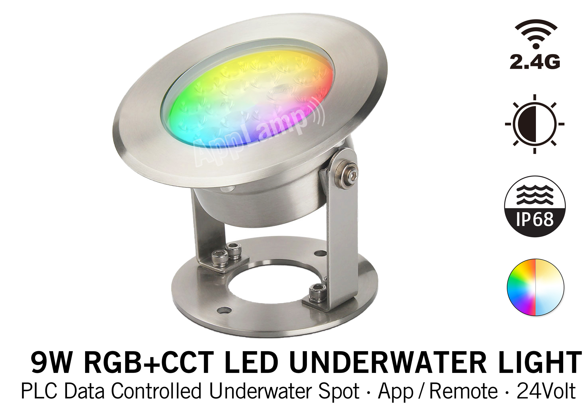 Miboxer IP68 LED Onderwaterlamp 9W Kleur+Dual Wit RGB+CCT 24V