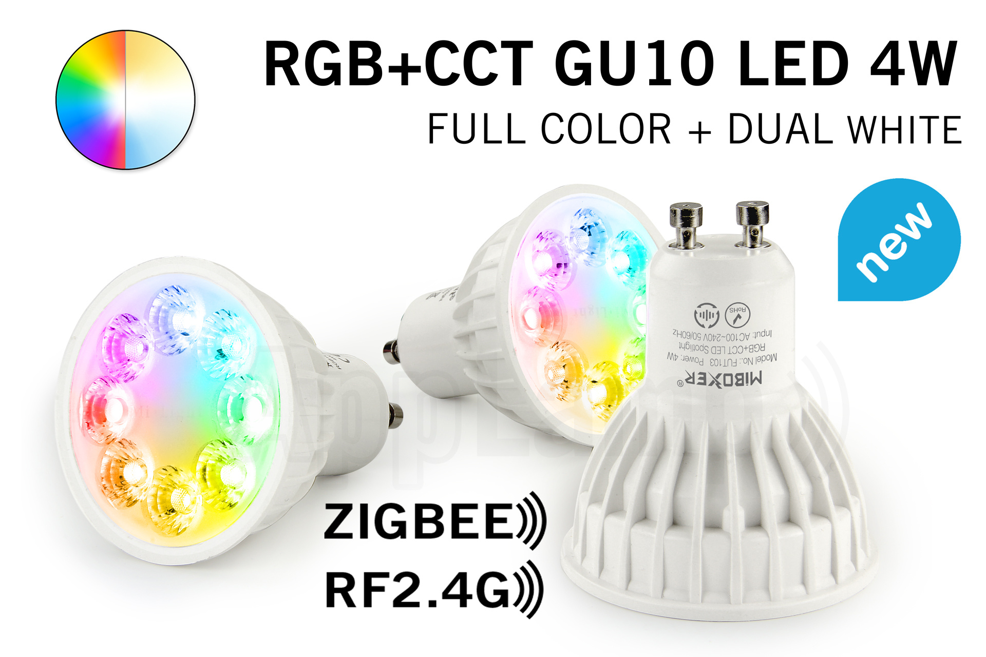 Mi·Light ACTIE! Mi-Light Zigbee + RF 4W RGBWW Kleur + Dual White Dimbaar GU10 LED Spot 220V afbeelding 1