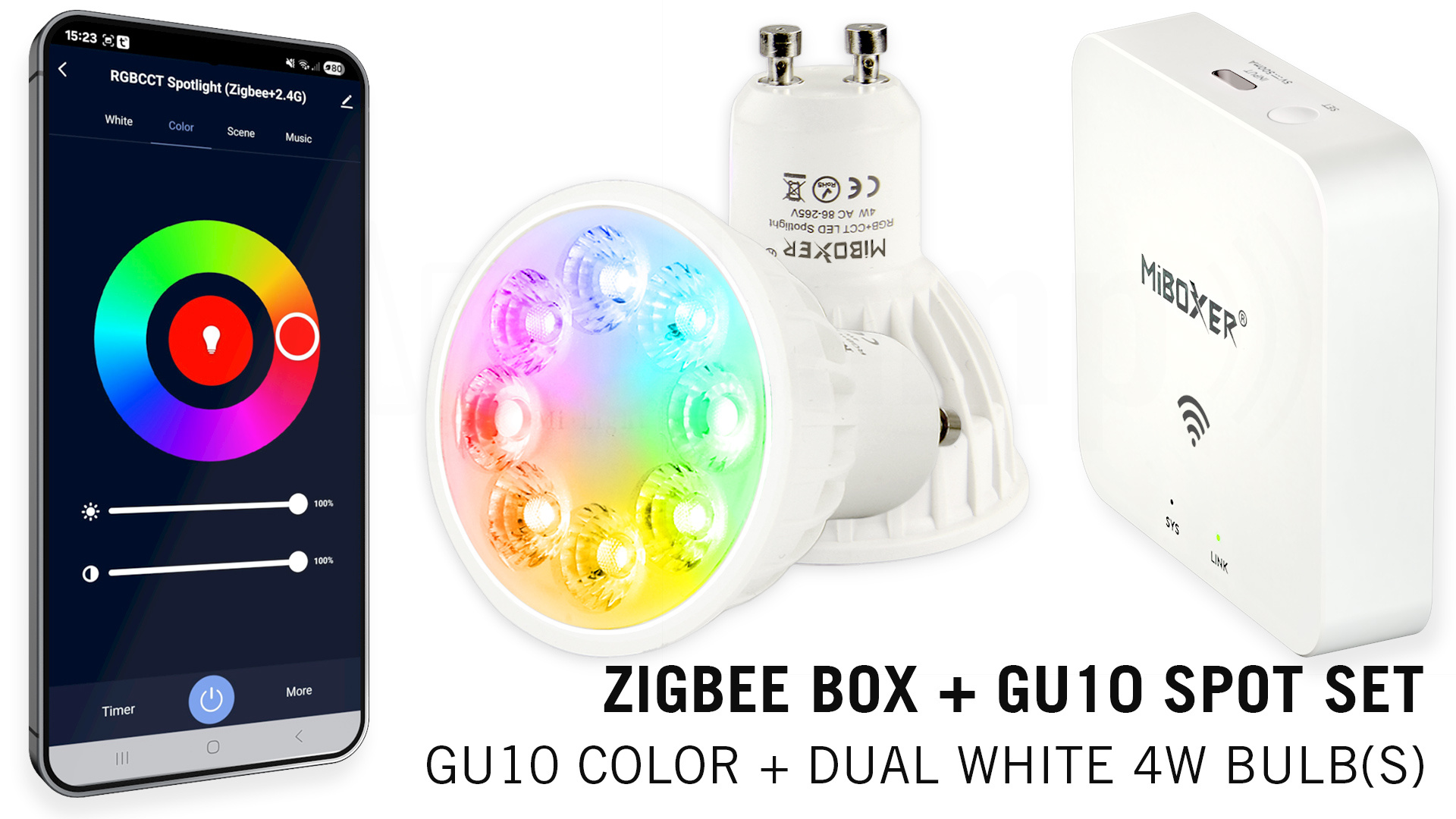 Mi·Light MiBoxer GU10 LED Spot Voordeelset - RGB + CCT 4W Zigbee 3.0 +RF