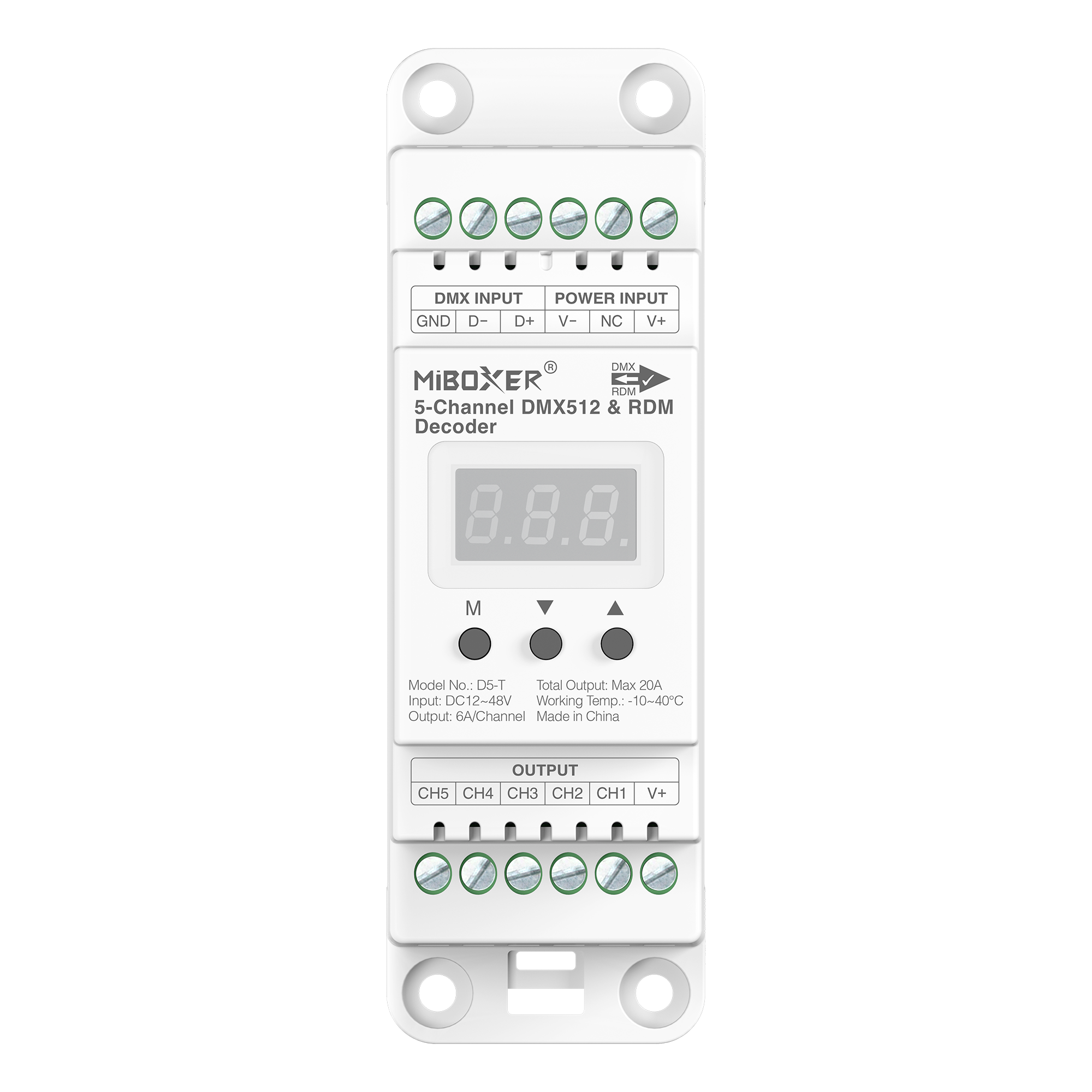Mi·Light Miboxer D5-T 5-kanaals DMX512 & RDM Decoder (DIN RAIL)