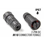 M16 2 Pin Female Connector IP67 Waterdichte DC