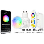 Mi·Light GU10 RGBWW 6W Wifi Ledspot(s) set met afstandsbediening.  Mi-Light  Kleur + Dual White  GU10 Starterskit