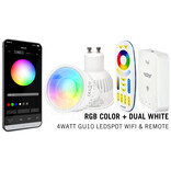 Mi·Light GU10 RGBWW 6W Wifi Ledspot(s) set met afstandsbediening.  Mi-Light  Kleur + Dual White  GU10 Starterskit