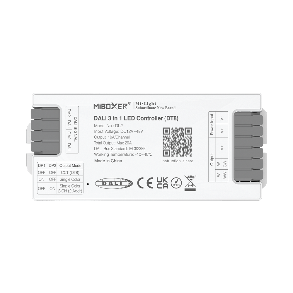 Mi·Light MiBoxer DL2 - DALI-2 SC/CCT LED Controller 3-in-1 DT8 | 2x10A