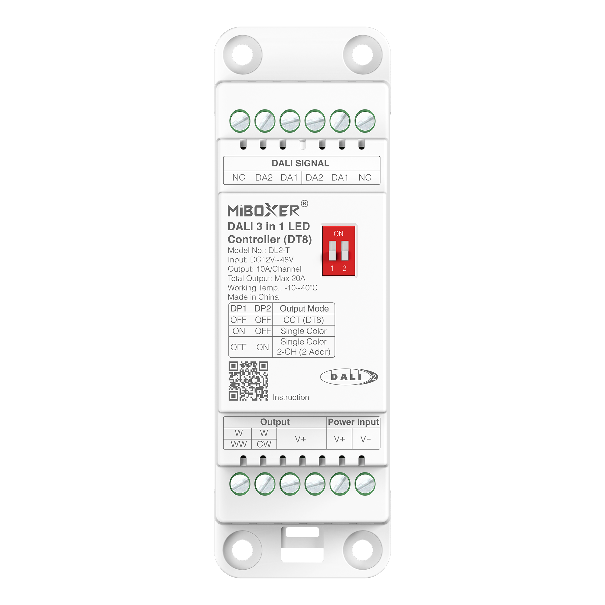 Mi·Light MiBoxer DL2-T - DIN-Rail DALI-2 SC/CCT LED Controller 3in1 DT8 | 2x10A -