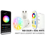 Mi·Light GU10 RGBWW 4W Wifi Ledspot(s) set met afstandsbediening.  Mi-Light  Kleur + Dual White  GU10 Starterskit