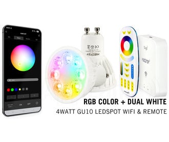 Mi·Light Mi-Light 4W RGBWW GU10 Starterskit Spotje +Wifi Box +Afstandsbediening