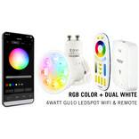 Mi·Light GU10 RGBWW 4W Wifi Ledspot(s) set met afstandsbediening.  Mi-Light  Kleur + Dual White  GU10 Starterskit