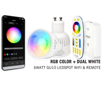 Mi·Light Mi-Light 6W RGBWW GU10 Starterskit Spotje +Wifi Box +Afstandsbediening