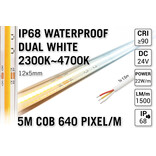 AppLamp ProLine 5m IP68 PRO LINE COB Dual Wit 2300K~4700K CCT Led Strip |  COB 640 Pixels pm 24V - Losse Strip