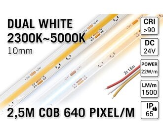 AppLamp ProLine PRO LINE COB Dual Wit 2300K~4500K CCT Led Strip | 5m | 24V
