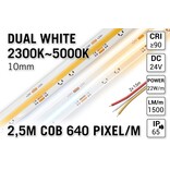 AppLamp ProLine PRO LINE COB Dual Wit 2300K~4500K CCT Led Strip | 2,5m COB 640 Pixels pm 24V - Losse Strip