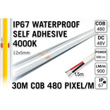 30m IP67 Waterdichte COB 4000K Neutraal Wit Led Strip | 480 Pixels pm 48V CRI90 - Losse Strip