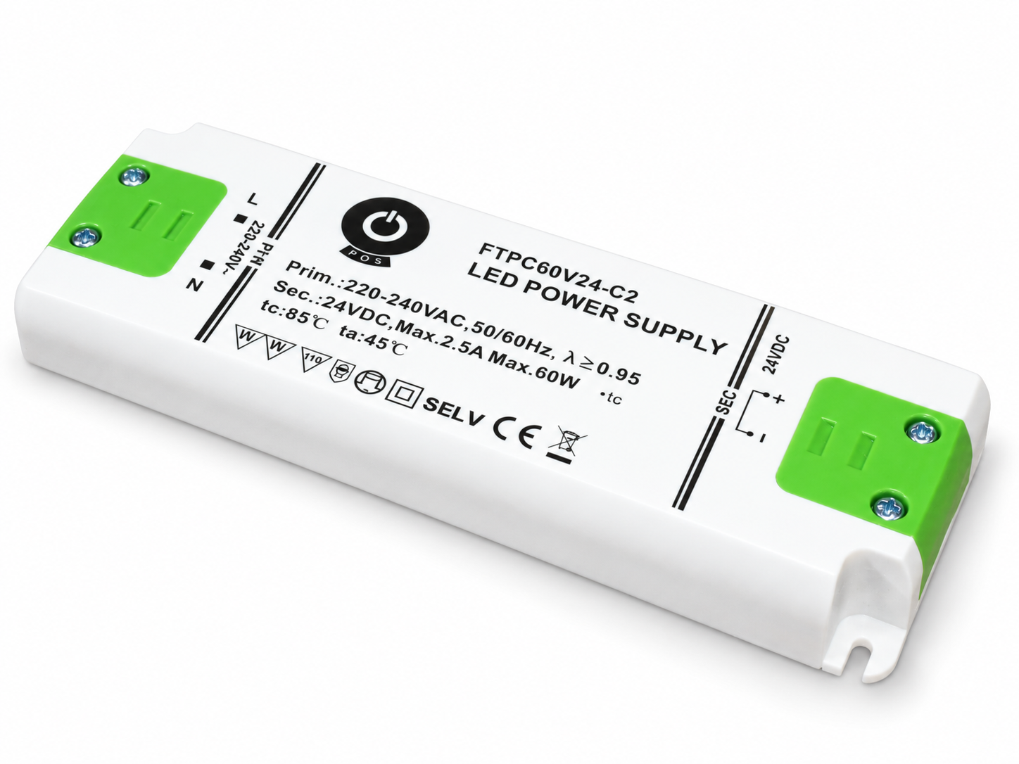 POS-POWER Compacte POS Voeding DC 24 Volt 60W 2.5A - IP20