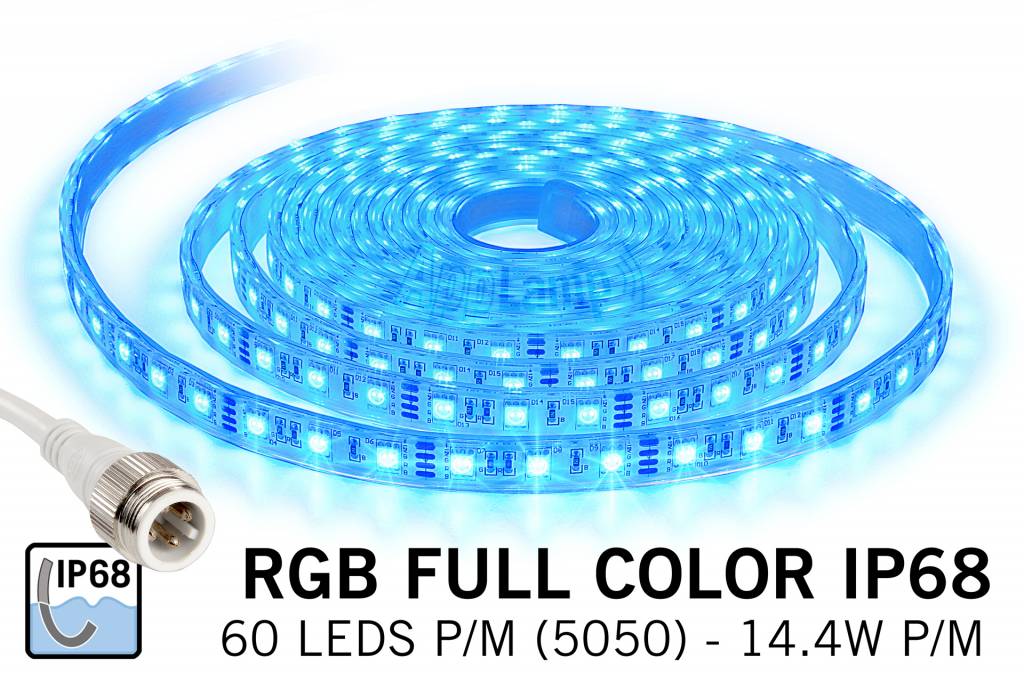 RGB & Warm Wit IP68 Waterdicht Ultra 4 in 1 Led Strip, 60 Leds pm 3m Type  5050 24V 19,2W pm