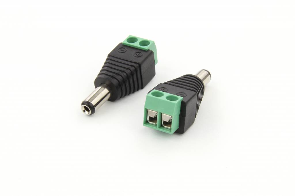 Male 5,5x2,1mm DC Plug naar Draadschroefklemmen