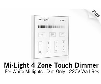 Mi·Light MiLight Inbouw RF Touch Dimmer Paneel 4-kanaals, Witte Verlichting, 220V