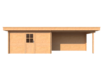 Blokhut met overkapping plat dak 400 x 200 + 400cm