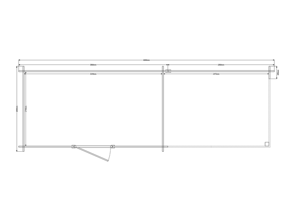 Blokhut met overkapping plat dak 350 x 200 +250cm