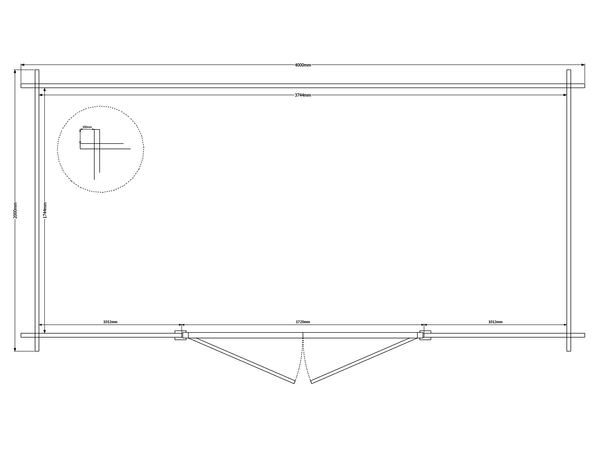 Blokhut plat dak 400 x 200cm