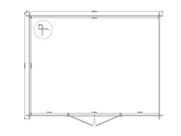 Blokhut plat dak 450 x 350cm