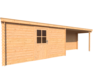 Blokhut met overkapping lessenaar dak 400 x 200 + 350cm