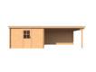 Blokhut met overkapping lessenaar dak 300 x 300 + 400cm