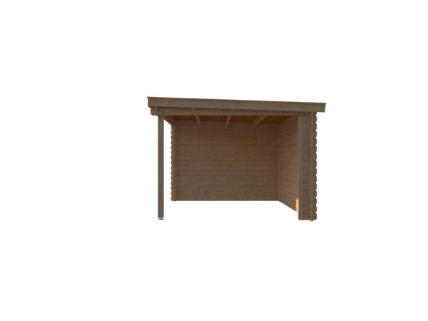 Blokhut met overkapping lessenaar dak 300 x 300 + 250cm