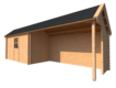 Blokhut met overkapping Kapschuur dak 400 x 200 + 400cm