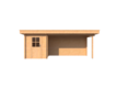 Blokhut met overkapping plat dak 200 x 200 + 400cm