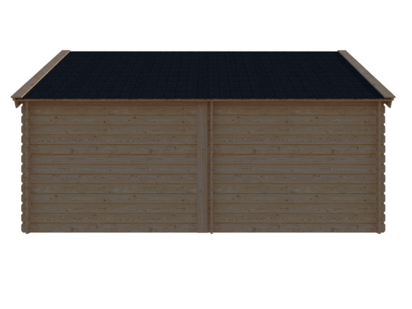 Blokhut met overkapping Kapschuur dak 250 x 300 + 250cm
