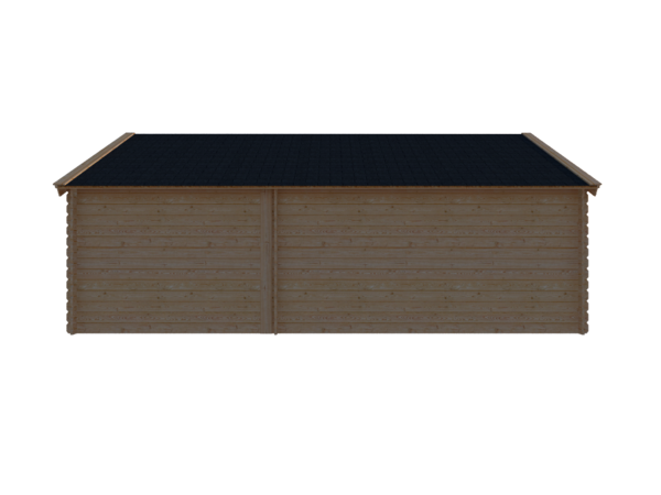Blokhut met overkapping Kapschuur dak 400 x 300 + 250cm
