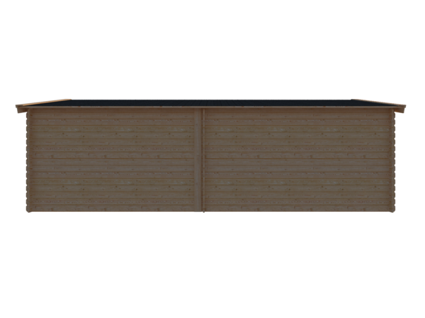 Blokhut met overkapping zadeldak 400 x 350 + 350cm