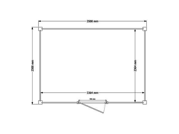 Blokhut plat dak 350 x 250cm met palen