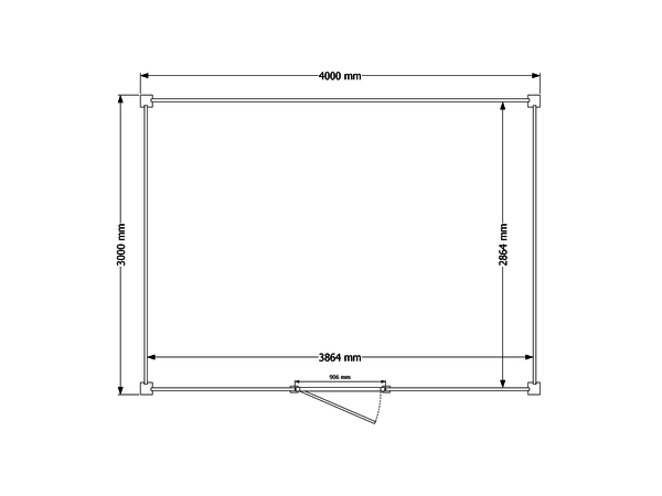 Blokhut plat dak 400 x 300cm met palen