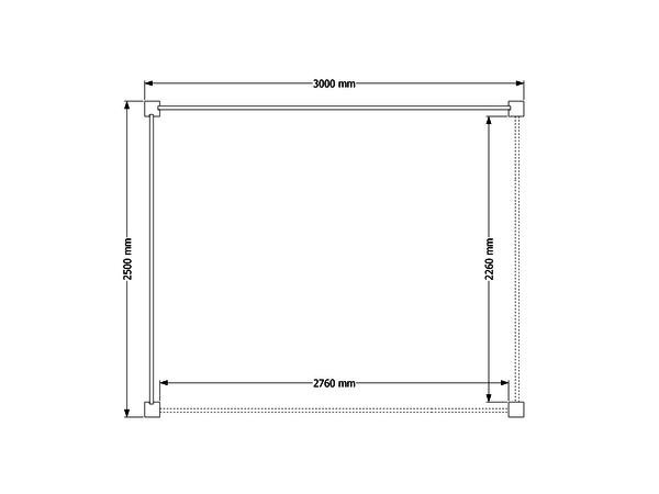 Houten overkapping plat dak 300 x 250cm met palen