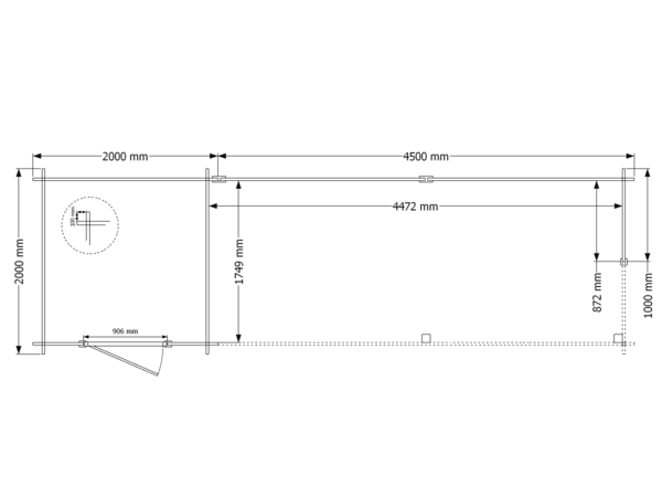 Blokhut met overkapping Kapschuur dak 200 x 200 + 450cm