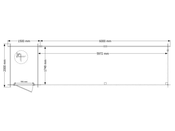 Blokhut met overkapping plat dak 150 x 200 + 600cm