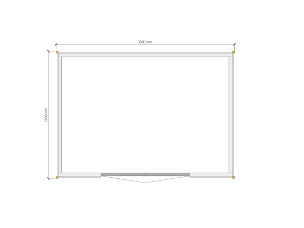 Tuinhuis plat dak 350 x 250cm