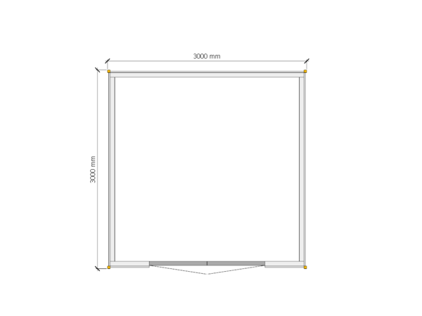 Tuinhuis plat dak 300 x 300cm