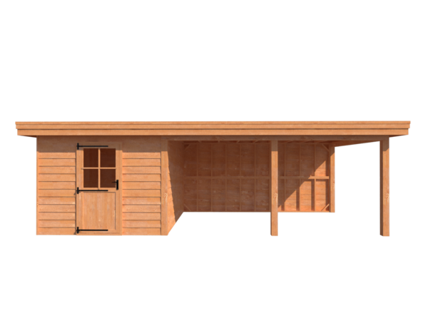Tuinhuis met veranda plat dak 300 x 350 + 500cm
