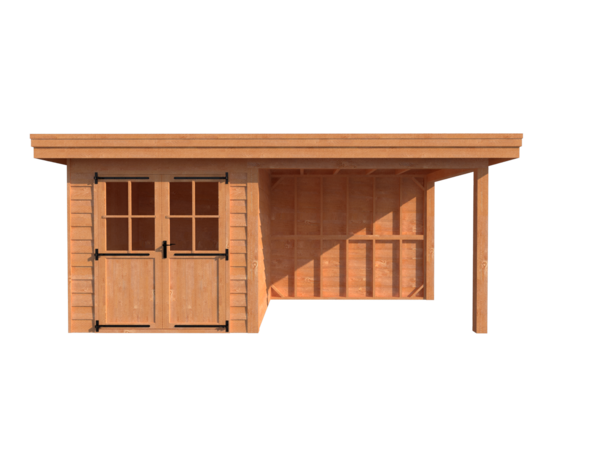 Tuinhuis met veranda plat dak 250 x 200 + 300cm