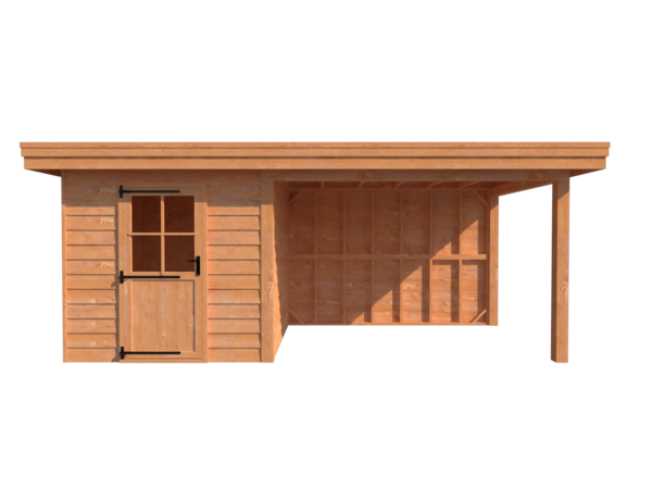 Tuinhuis met veranda plat dak 250 x 200 + 400cm