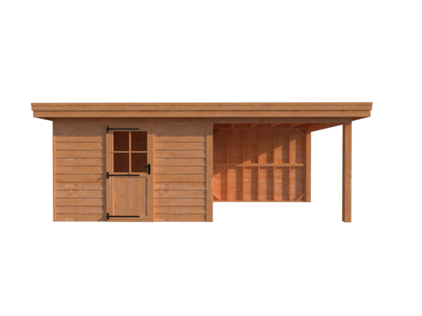 Tuinhuis met veranda plat dak 400 x 200 + 250cm